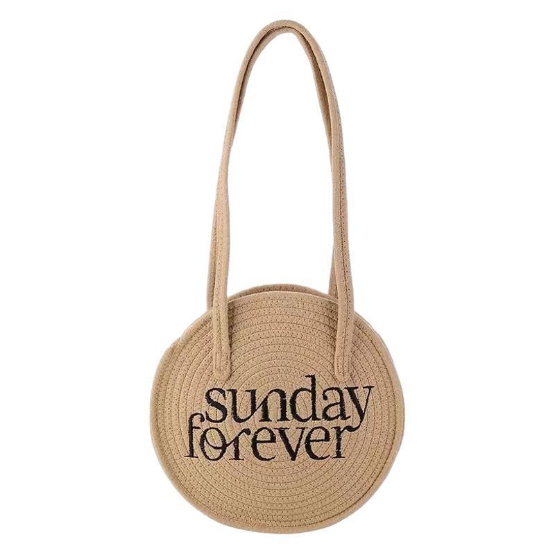 Grande capacità per le donne 2023 estate nuova moda borsa a mano intrecciata a tracolla casual versatile borsa rotonda in paglia_voghion.com