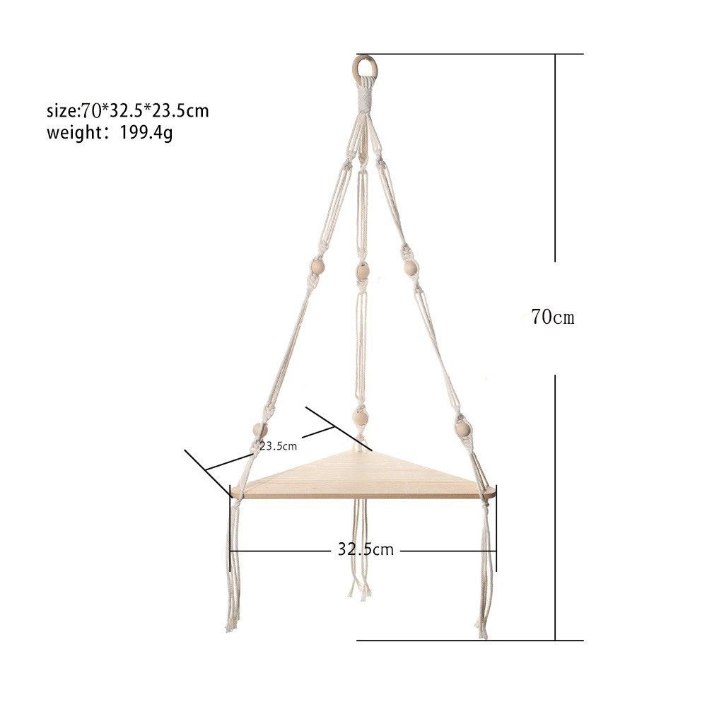 Factory customized hand-woven triangular wood flower pot rack simple home home decoration wall decoration hot sale_voghion.com