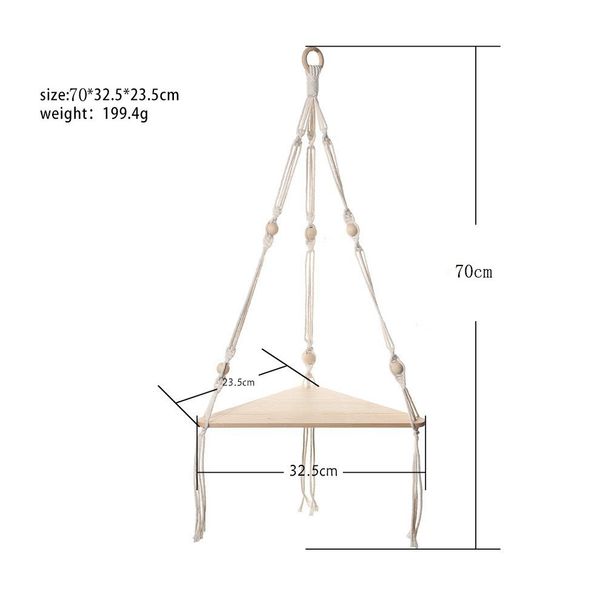 Factory customized hand-woven triangular wood flower pot rack simple home home decoration wall decoration hot sale_voghion.com