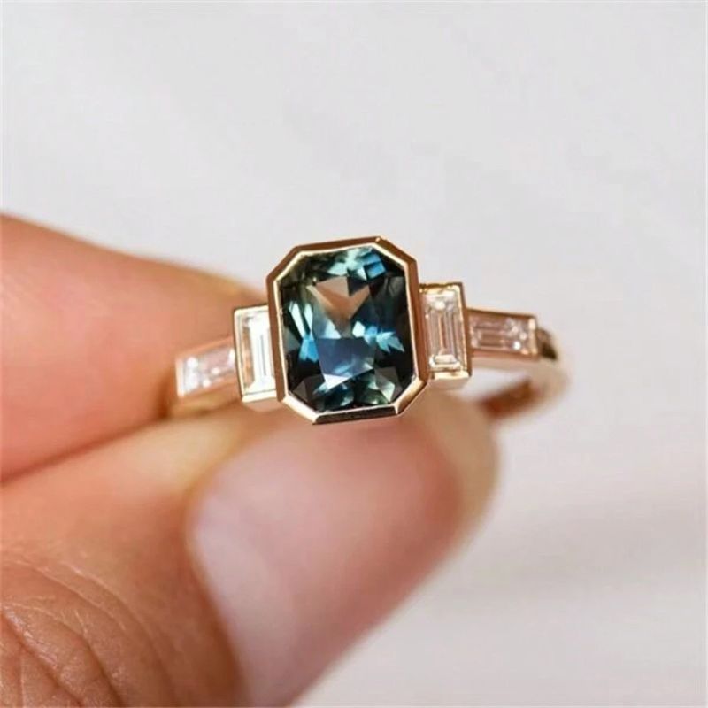 Einzelringe Vintage Aquamarin Intarsien Zirkon Ring Damen Engagement High End Temperament Ring_voghion.com