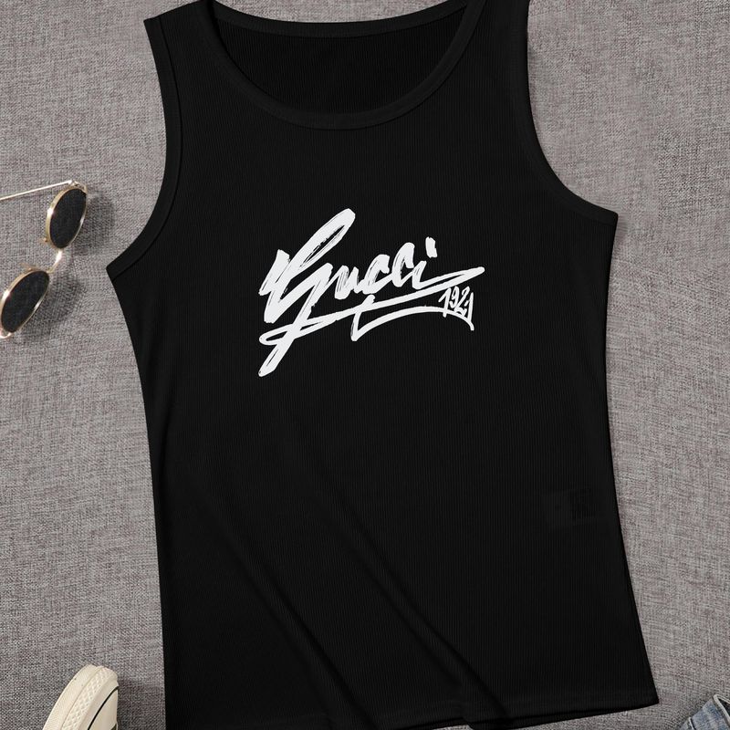 Comfortable Ribbed Vest, Women's Sleeveless Stretch Tops, Basic Solid Tank Top for Summer_voghion.com