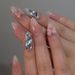 Uñas postizas cortas almendradas con lazo de diamante: uñas elegantes y modernas con nueva tecnología (estilo europeo y americano)_voghion.com