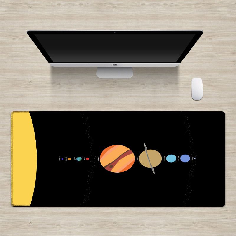 Planet Mouse Starry Sky, Solar System Keyboard Pad, Personalized Desk Pad Game_voghion.com