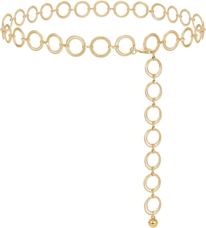 Damenmode Metallgürtel Verstellbare Taillen-Hüftkette für Kleider_voghion.com
