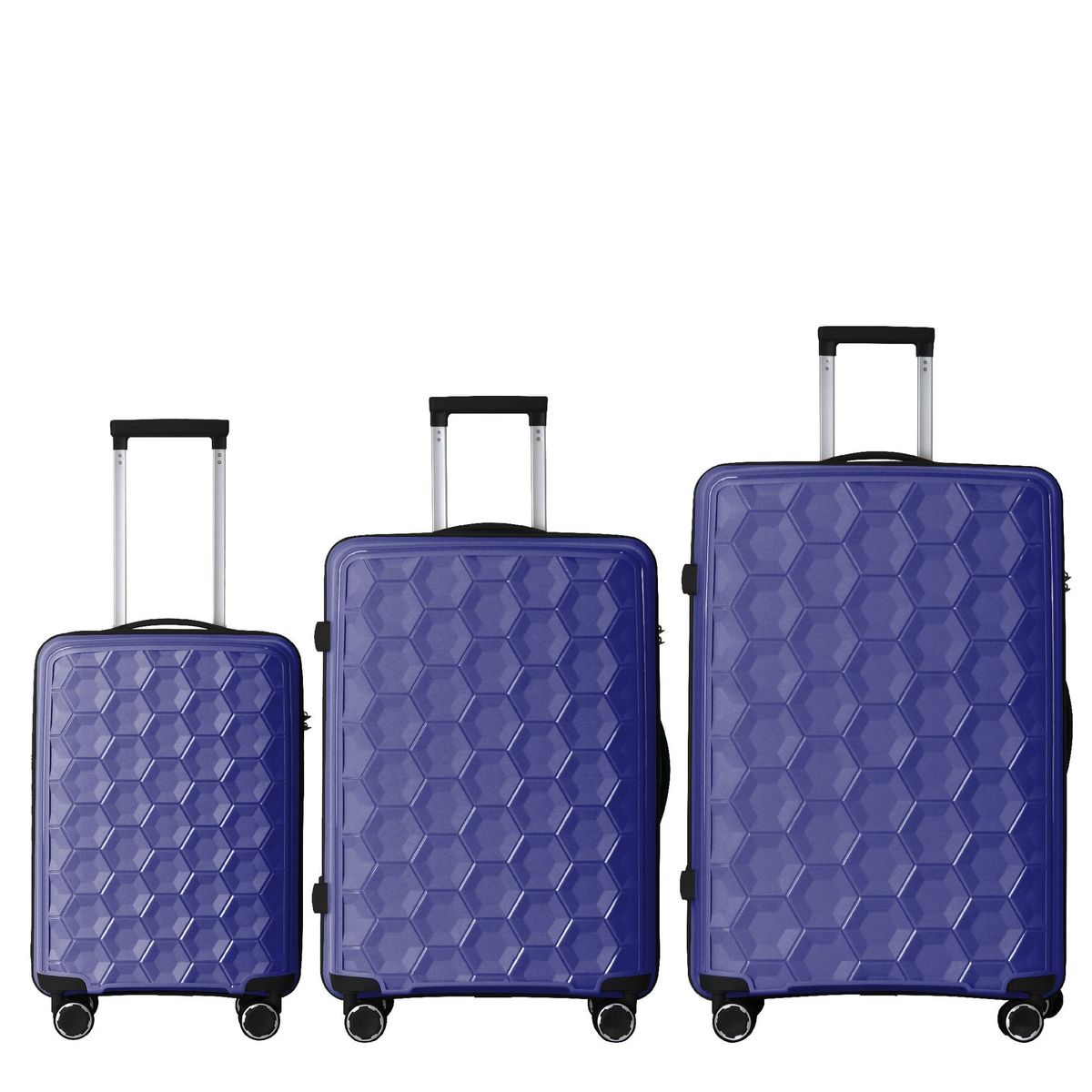 3-Piece Luggage Set Travel Lightweight Suitcases With Rolling Wheels, TSA Lock & Moulded Corner, Carry On Luggages For Business, Trip, (20"/24"/28"), Navy Blue_voghion.com