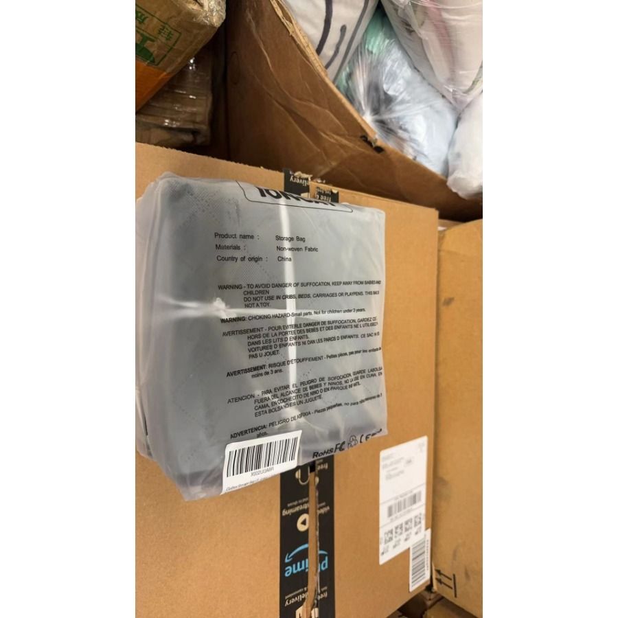 Borsa portaoggetti in tessuto con cerniera spessa, pieghevole, robusta, grigia, rinforzata, capacità 90 l, con 1 borsa grande e 3_voghion.com