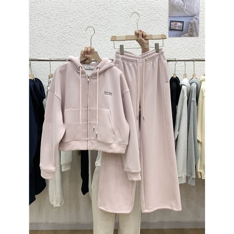 Vêtements pour femmes, sports d'automne et d'hiver, pull épais Veet pour femmes, cardigan court à capuche, jambe large_voghion.com