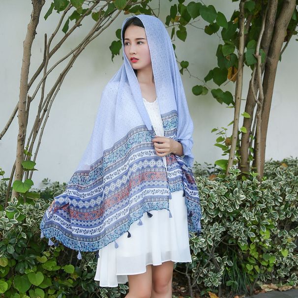 2024 Nepal Tourism Photography Ethnic Style Pattern Cotton and Big Shawl Silk Scarf_voghion.com