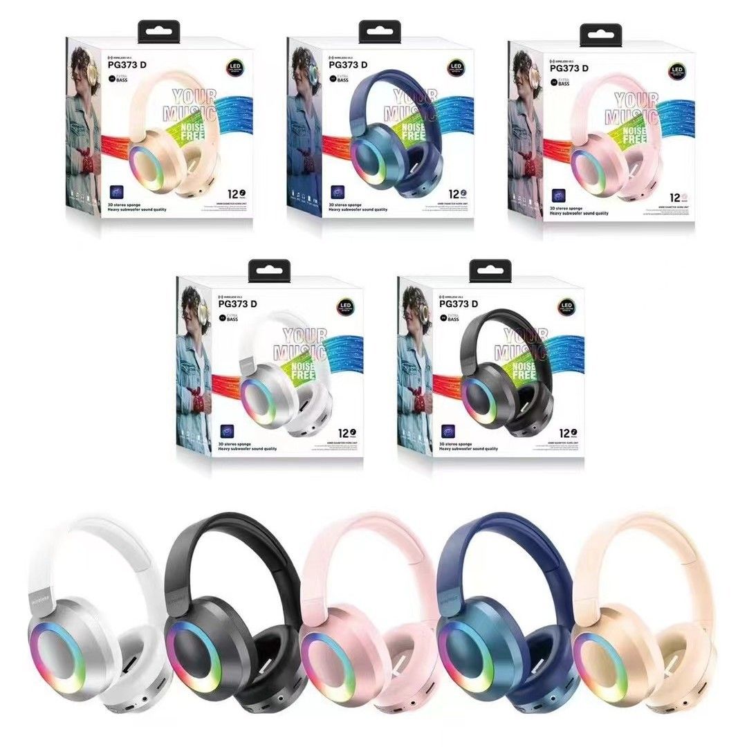 New PG373D Head mounted Bluetooth RGB Colorful 3D Sponge Insert Card Earphones_voghion.com