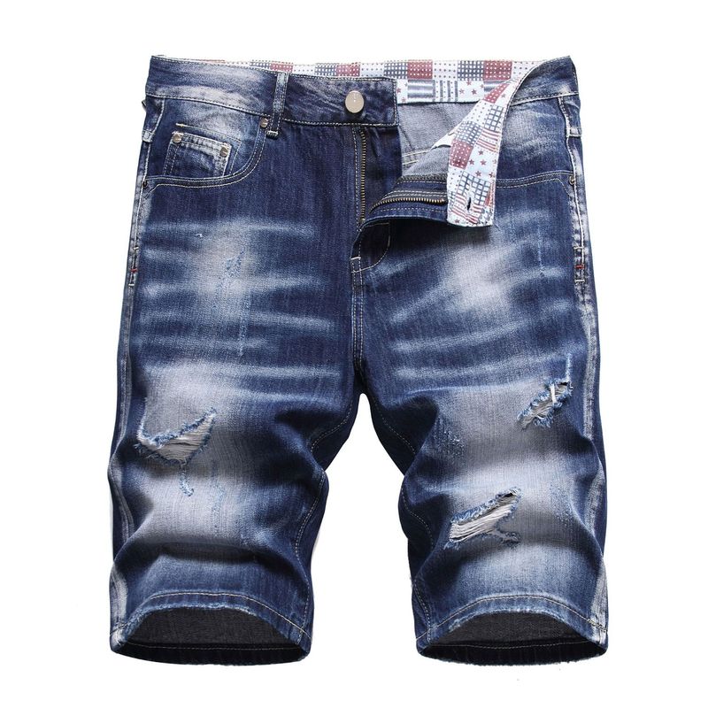 Vêtements pour hommes en stock 2024 marque ashion jean droit hommes pantalons minces à la mode jeunesse Denim Shorts_voghion.com