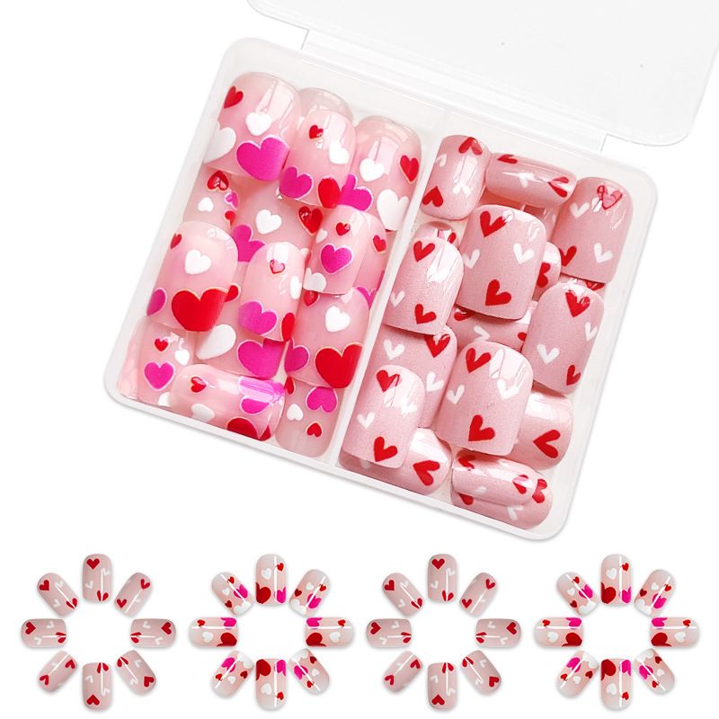 Short Square Bright Multi-color Love Fashion All-match Wear Nail Art Patch Combination European and American Foreign Trade ins48 Pieces_voghion.com
