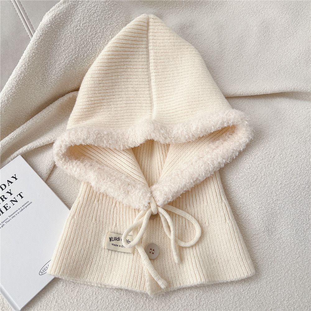 Korean Balaclava For Women Winter Warm Scarf Integrated Couple Style Ear Protection Knitted Hat_voghion.com