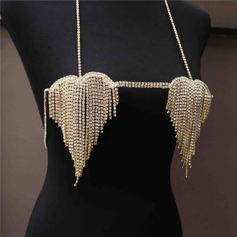 Hot selling women's sexy tassel heart-shaped fashion chest body chain_voghion.com
