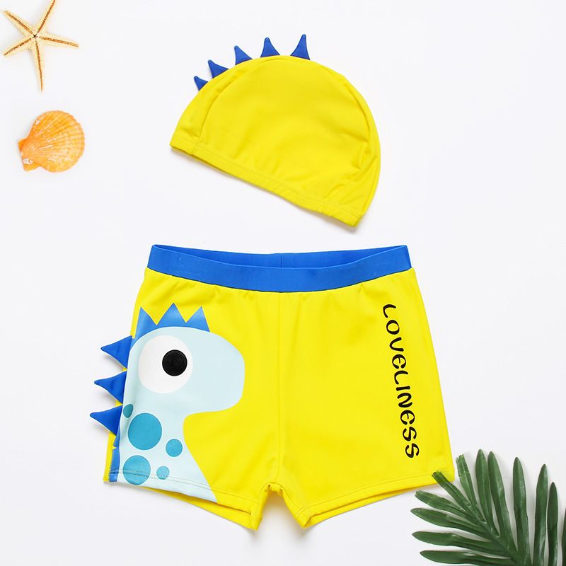 New Style Boys' Swimming Trunks Dinosaur Children's Swimming Trunks With Swimming Cap Comfortable High Elastic Hot Spring Vacation Cute Cartoon_voghion.com
