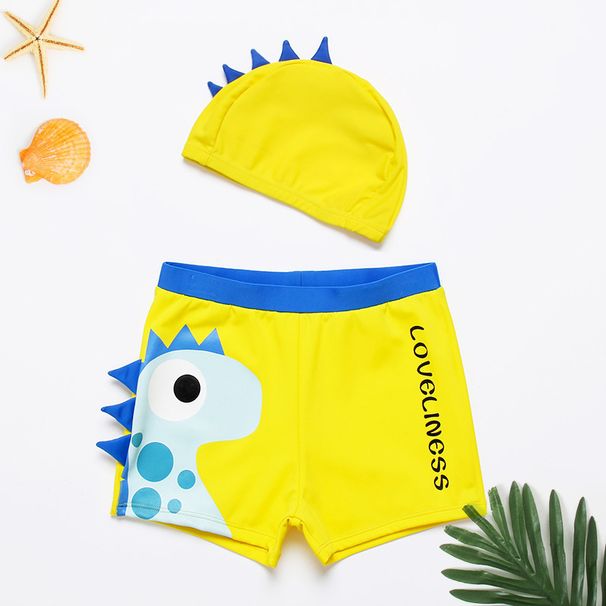 New Style Boys' Swimming Trunks Dinosaur Children's Swimming Trunks With Swimming Cap Comfortable High Elastic Hot Spring Vacation Cute Cartoon_voghion.com