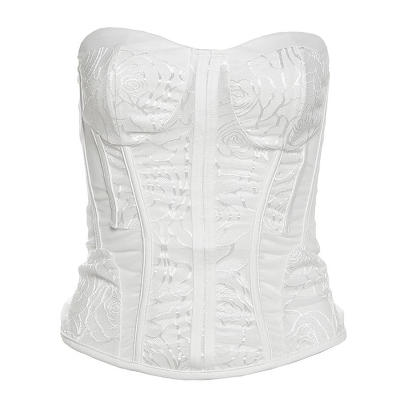 1234 Elegante corsetto in stile francese con cintura in vita, volant, patchwork, gonna corta, set da due pezzi per donna_voghion.com