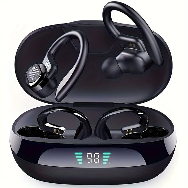 Auricolari Wireless5.3 con gancio per l'orecchio, cuffie sportive wireless, cuffie stereo in-ear TWS, auricolari Touch Control con display LED custodia di ricarica per Ph_voghion.com