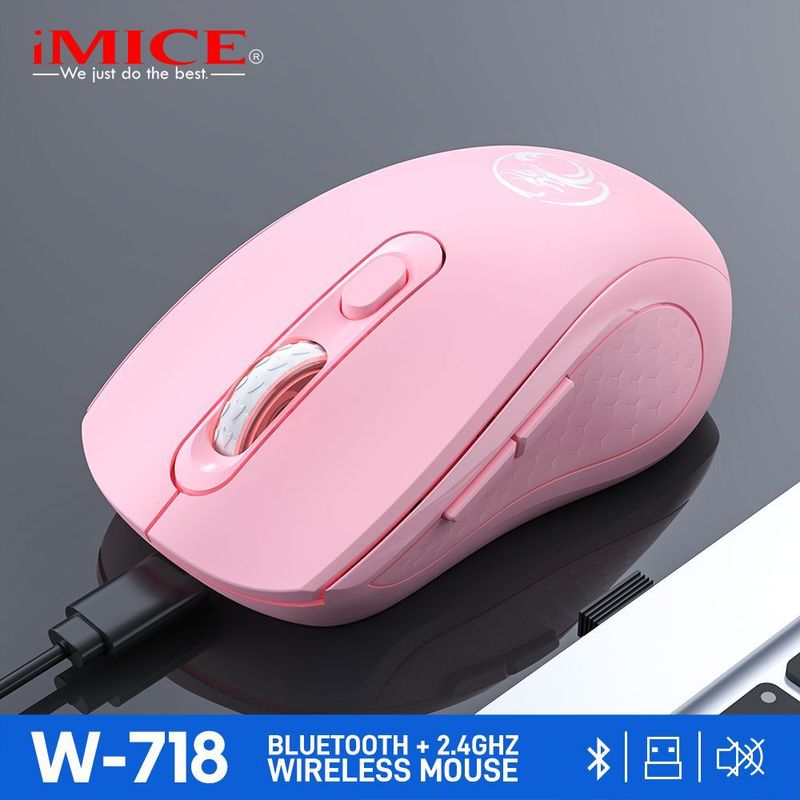 Mouse para jogos sem fio Bluetooth IMICE Direct Dual-mode recarregável e silencioso de 6 botões, interface TIPO-C_voghion.com