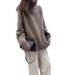 Women's Clothing solid color sweater autumn and winter new loose knitted bottoming shirt high collar top_voghion.com