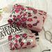 Dark Red Flower Cosmetic Bag Niche Portable High Value Wash Bag Storage Bag Zipper Bag Large Capacity_voghion.com