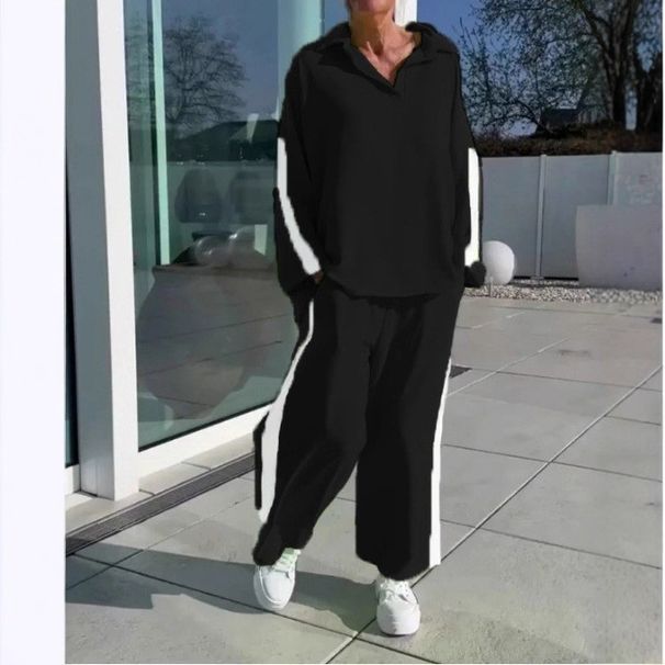 Trendy Notch Lapel Damen Sportswear Set – Langarmshirt & Jogginghose (S-3XL)_voghion.com