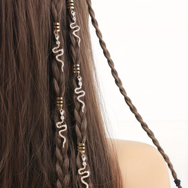 5 - Piece European And American Best - Selling DIY Wig Dreadlock Accessories, Punk Snake Rhinestone Braid Hair Clips_voghion.com