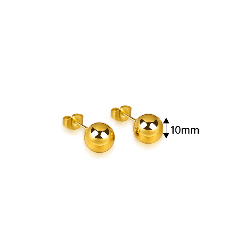 Orecchini a forma di fagiolo con perline rotonde personalizzate, aghi per le orecchie da 2,8 mm in acciaio inossidabile elettroplaccato per donne e uomini, acciaio al titanio_voghion.com