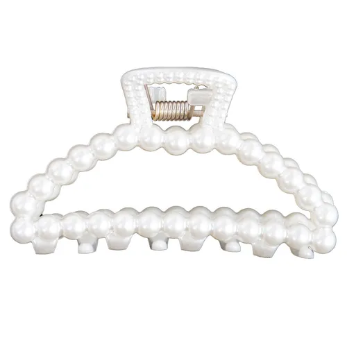 Luxury French Elegant Pearl Claw Clip - Japanese-Korean Style Premium Love Heart & Square Shark Clip For Back-of-Head Updos_voghion.com
