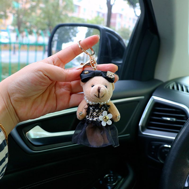 Personalized Lace Skirt Bear Car Exquisite Crystal Bracelet Bag Pendant Creative Keychain_voghion.com