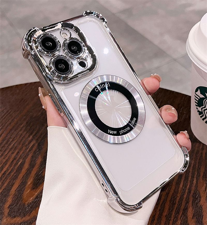 Geeignet für iPhone 11 12 13 14 Pro Max 14 Plus Drahtloses Laden mit stoßfester transparenter Abdeckung_voghion.com