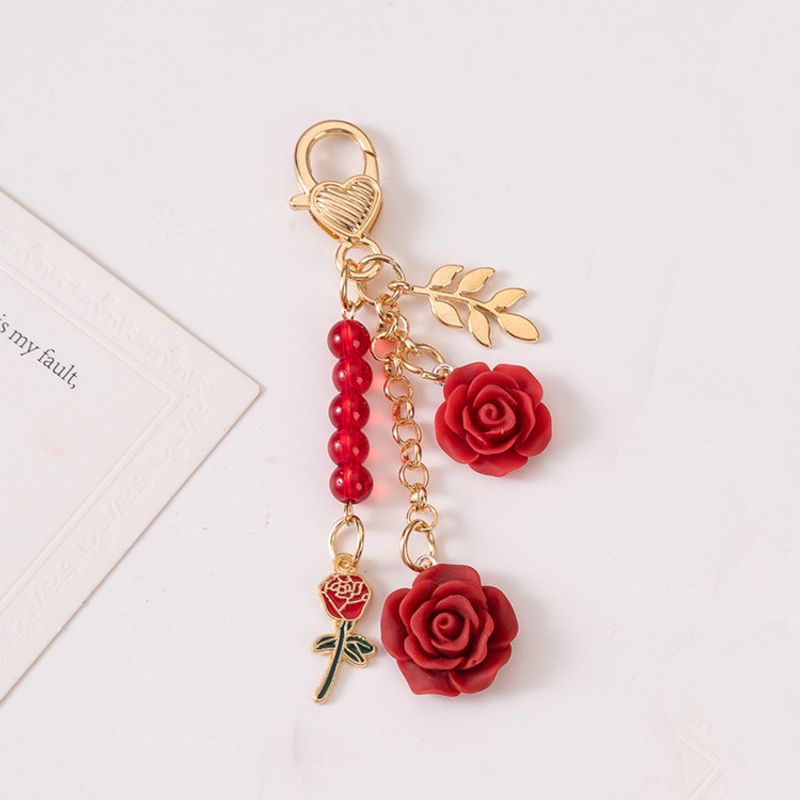 Rose Resin Camellia Alloy Door Clasp Keychain Accessories USB Flash Drive Charm Car Charms_voghion.com