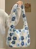 2024 New Single Shoulder Crossbody Tote Large Capacity Women's Autumn/Winter Woolen Bag Plush Lamb Flower_voghion.com