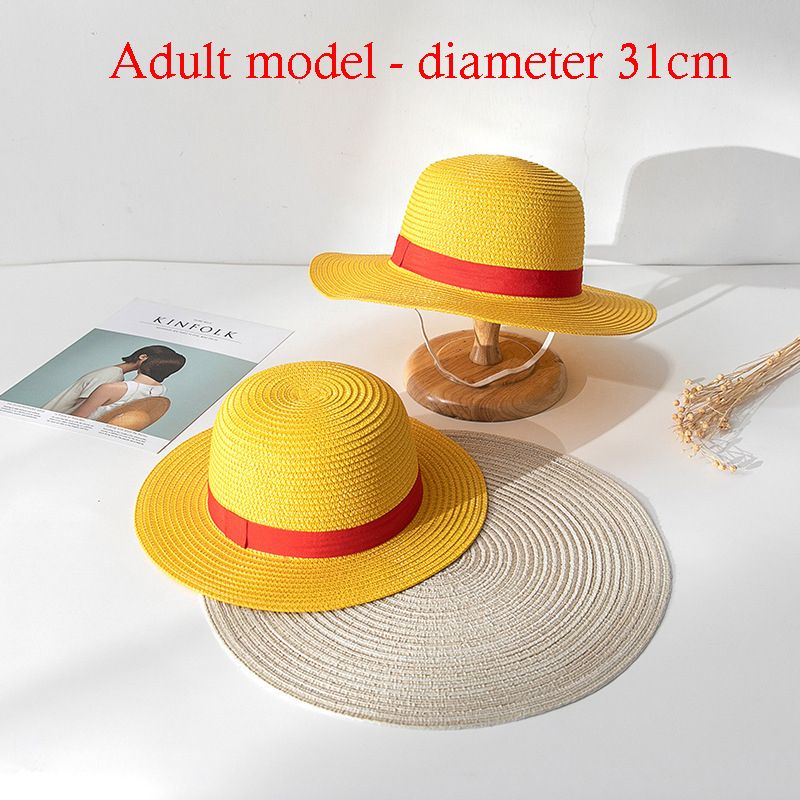 Luffy Straw Hat Anime Cartoon Cosplay Caps Accessories Summer Sun Hat Sunshade Parent-Child Hat Luffy Hat for Women Men_voghion.com