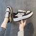 Plateau-Sneaker aus echtem Leder für Damen – niedrige, lässige Slipper mit dicker Sohle, runder Zehenpartie und Schnürdesign_voghion.com