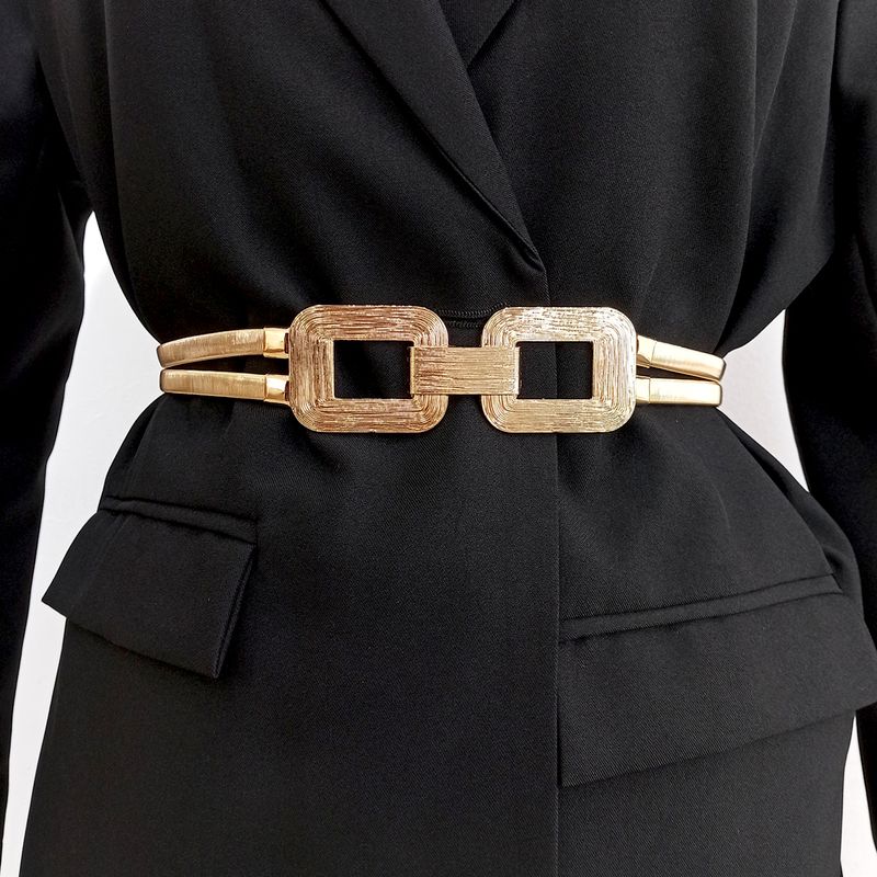 HOT Designer Elastic Sier Chain Belts For Women High Quality Stretch Cummerbunds Gold Waist Corset Belt Female Waistband_voghion.com