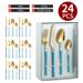 24-Piece Stainless Steel Cutlery Set - Slim Waist Gift Box With Gold Knife Fork Spoon For Steak & Western Dining_voghion.com