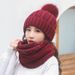 wool knitting hat ladies autumn and winter fashion warm  version of the trendy all-match plus fleece hat scarf set_voghion.com