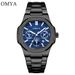 OMYA Vattentät kvartsklocka för män 3ATM Kalendersportklocka i rostfritt stål med mineralglas_voghion.com