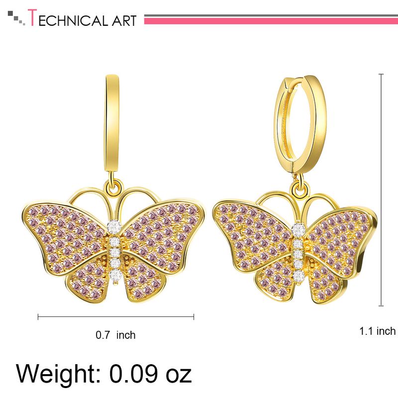 Temperament all match high grade diamond pearl butterfly C shaped earrings fashionable exquisite earrings niche design earrings_voghion.com