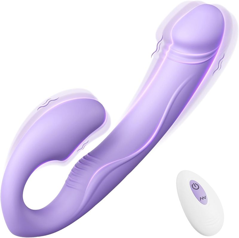 Tracy's Dog Strapless Strap-On Dildo Female Sex Toys, Velvety-Soft Double-Ended Anal Dildos, 10 Vibrations, Remote Control, Wearable G-Spot Vibrator_voghion.com
