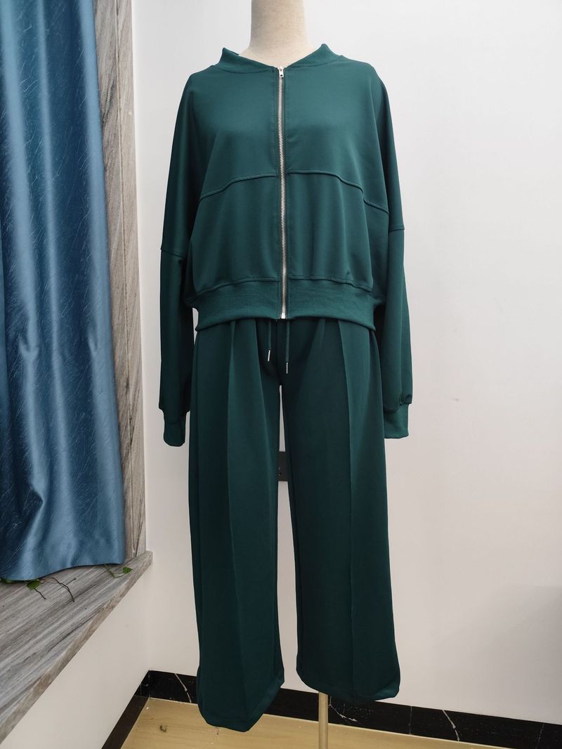 2024 Spring Round Neck Fashionable Simple and Elegant Hoodie Coat Casual Straight Leg Pants_voghion.com