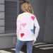 Spring Knit Sweater – Romantic Heart Pattern, Crewneck Pullover In Soft Pink & White (S-XL, Cozy Acrylic Blend, Casual Elegance)_voghion.com