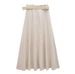 Women's 2024 Summer New Style with Belt, Linen Blended Cape, Midi Dress_voghion.com