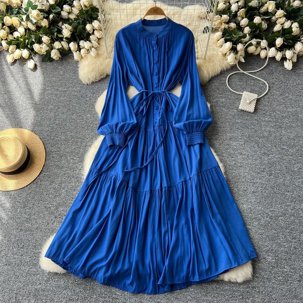 Elegant Dress Female Design Single Breasted Loose Waist Straps Slim Temperament Knee Length Skirt_voghion.com