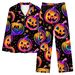 Individuelles Halloween-Pyjama-Set für Damen – Langarm-Button-Down-Oberteil und Lounge-Hose (atmungsaktives Polyester, leicht, XS-4XL, Heim- und Nachtwäsche)_voghion.com