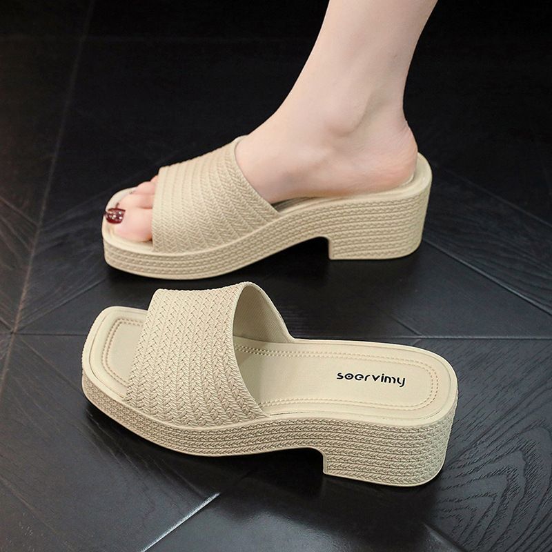 Sandali da donna con zeppa, suola spessa, tacco alto, estivi, da spiaggia, antiscivolo, per casa, interni, pantofole con plateau_voghion.com