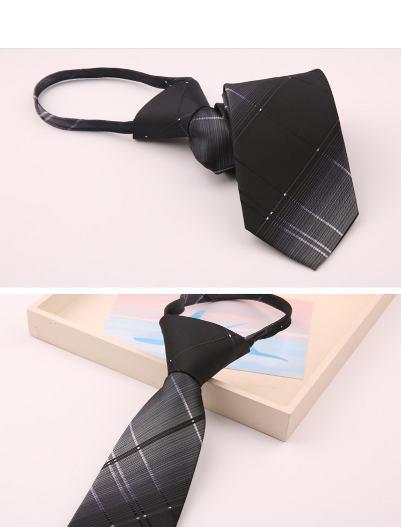 Formal business black blue wedding groom's easy-to-pull tie for lazy men to work_voghion.com