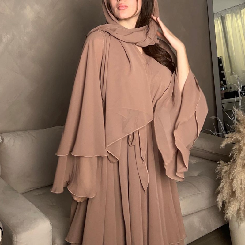 Women's Clothing Fashion Women's Clothing Dubai Arab Cardigan Robe Kaftan Chiffon Flowing Dress Abaya_voghion.com