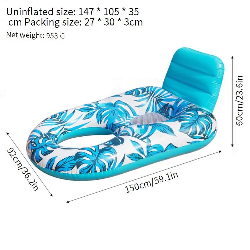 Tumbona inflable de hoja de arce azul, silla flotante de PVC premium para piscina con asiento de malla, flotador acuático de verano para adultos, playa, lago y relajación._voghion.com