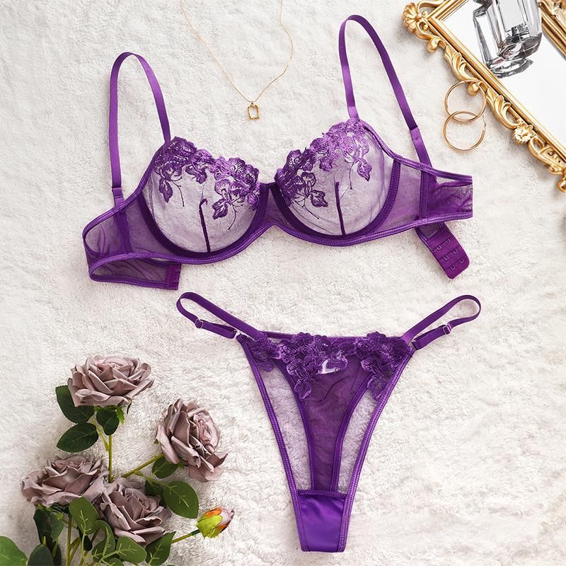 Women's Intimates Bra Set New Comfortable Thin Strap Adjustable Bra Sexy Underwear Set_voghion.com